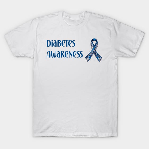 Diabetes awareness pretty blue ribbon T-Shirt by Edgi